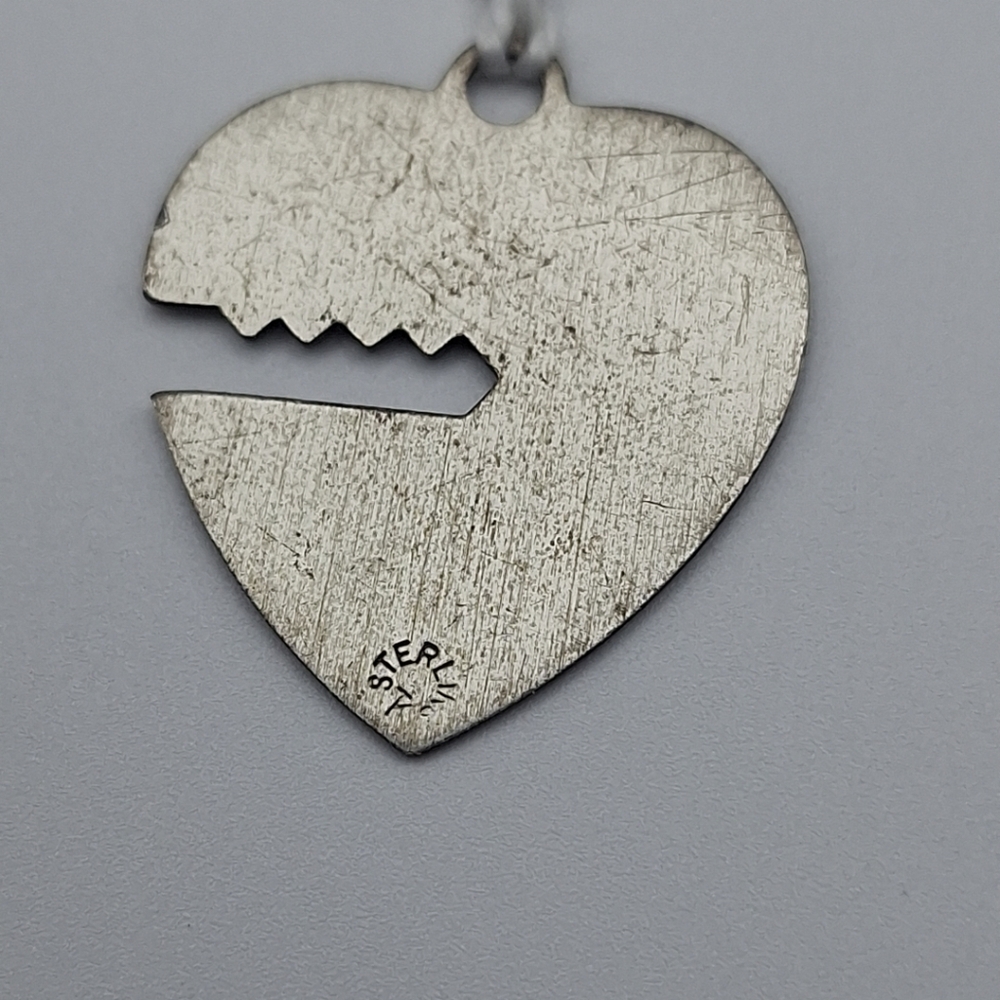 Vintage Sterling Silver 925 Heart Pendant Charm 2.67g 1" - Picture 2 of 6